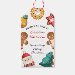 Personalized Baked With Love Gingerbread Christmas Presentetikett