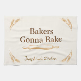 Personalized Bakers Gonna Bake Wheat Rolling Pin  Kökshandduk