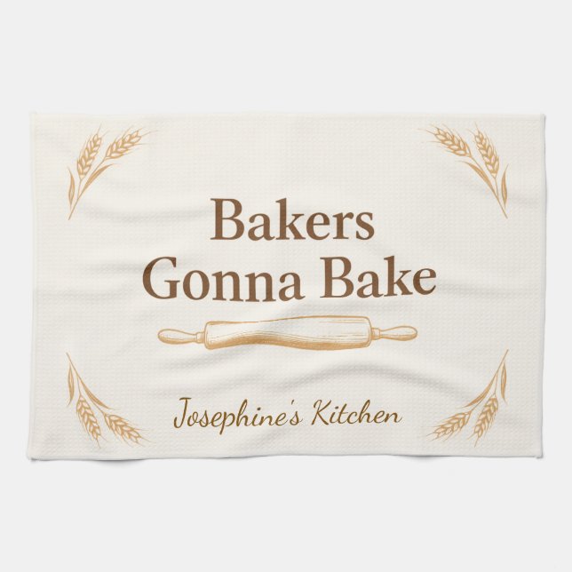 Personalized Bakers Gonna Bake Wheat Rolling Pin  Kökshandduk (Horisontell)