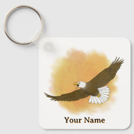 Personalized Bald Eagle Orange Background Nyckelring