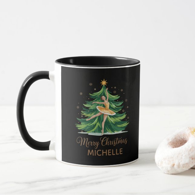 Personalized Ballerina ballet dancer christmas  Mugg (Med munk)