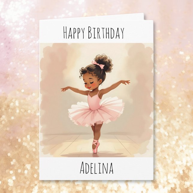 Personalized Ballerina Birthday + Coloring Page Kort (Skapare uppladdad)