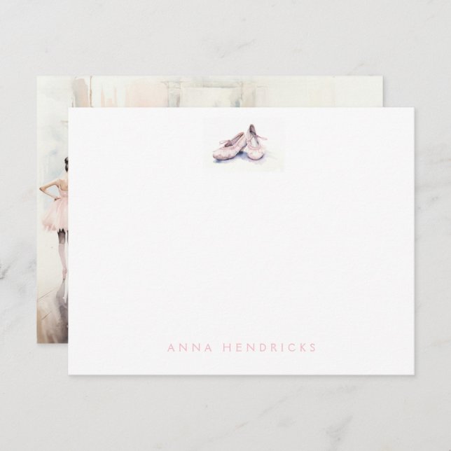Personalized Ballet Thank You Note Card Stationery Anteckningskort (Fram/baksida)