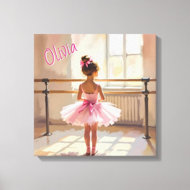 Personalized Ballet themed Ballerina in Pink Canvastryck (Framsida)