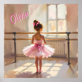 Personalized Ballet themed Ballerina in Pink Poster