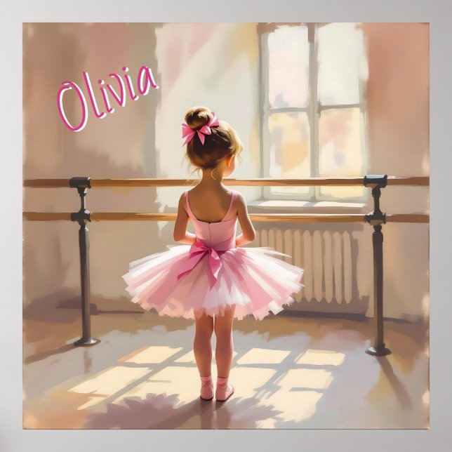 Personalized Ballet themed Ballerina in Pink Poster (Framsidan)