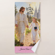 Personalized Baptism Bath Towel-Walk With Him