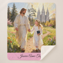 Personalized Baptism Blanket-I Will Walk With Him