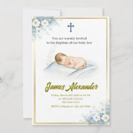 Personalized Baptism Ceremony Baby Boy  Inbjudningar