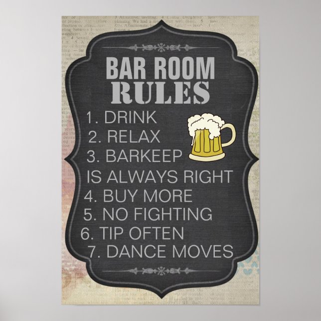 Personalized Bar Room Rules Poster (Framsidan)