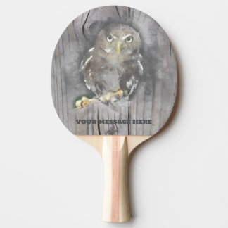 Personalized Barn Wood Owl Rustic Farm Natural  Pingisracket
