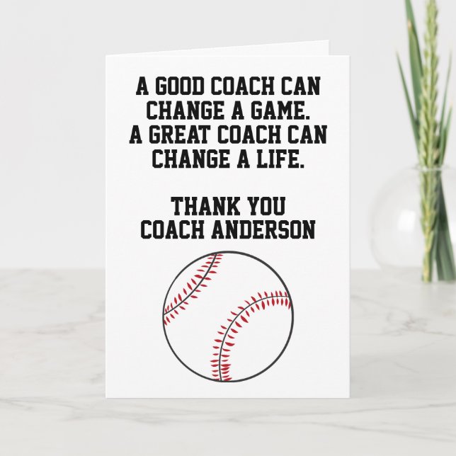 Personalized Baseball Coach From Team Players Kort (Framsida)