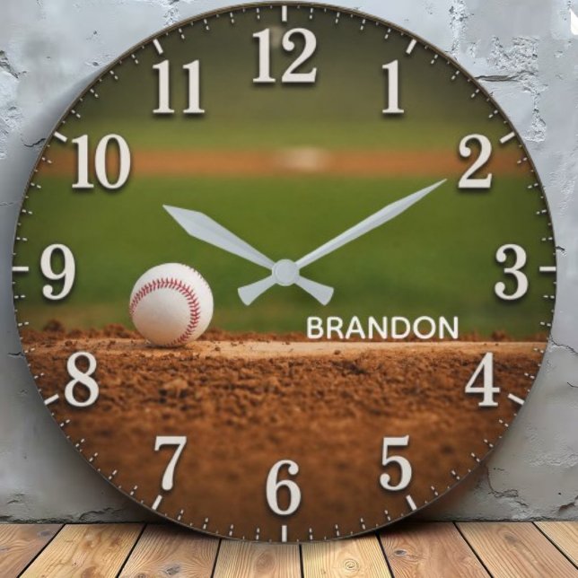 Personalized Baseball Field Custom Name Stor Klocka (Skapare uppladdad)