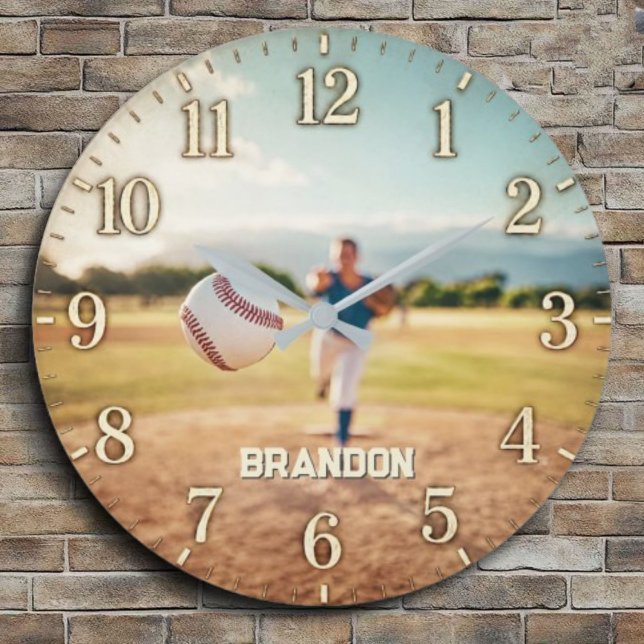 Personalized Baseball Pitcher Custom Name Player Stor Klocka (Skapare uppladdad)