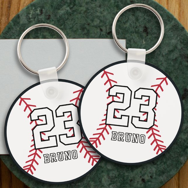 Personalized Baseball Player Name & Number Nyckelring (Skapare uppladdad)