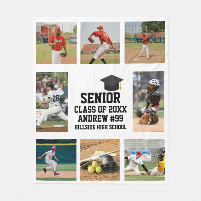 Personalized Baseball Senior Class Of Graduation Fleecefilt (Framsidan)