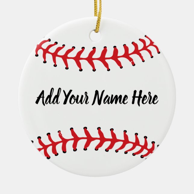 Personalized Baseball With Custom Name Julgransprydnad Keramik (Framsidan)