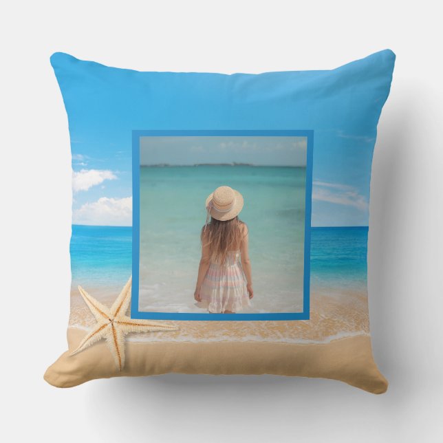 Personalized Beach House Throw Pillow – Custom Kudde (Framsida)