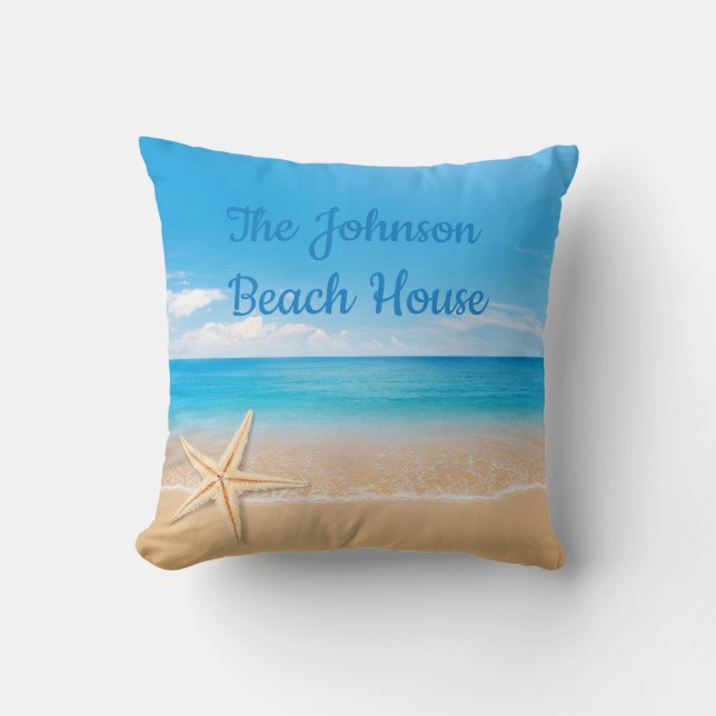 Personalized Beach House Throw Pillow Kudde (Framsida)