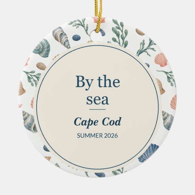 Personalized Beach Vacation Memory Ceramic Julgransprydnad Keramik (Framsidan)