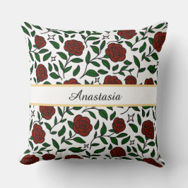 Personalized Beauty and Beast Garden Rose Name Red Kudde