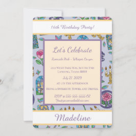 Personalized Beauty and the Beast Book Girl Inbjudningar