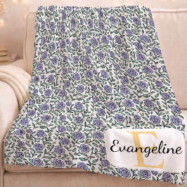 Personalized Beauty Beast Garden Rose Purple Fleecefilt