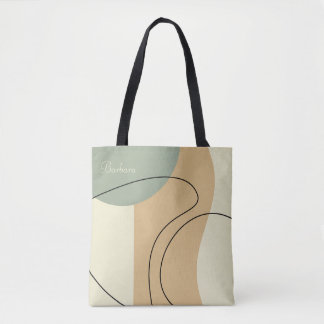 Personalized Beige Abstract Totebag Tygkasse