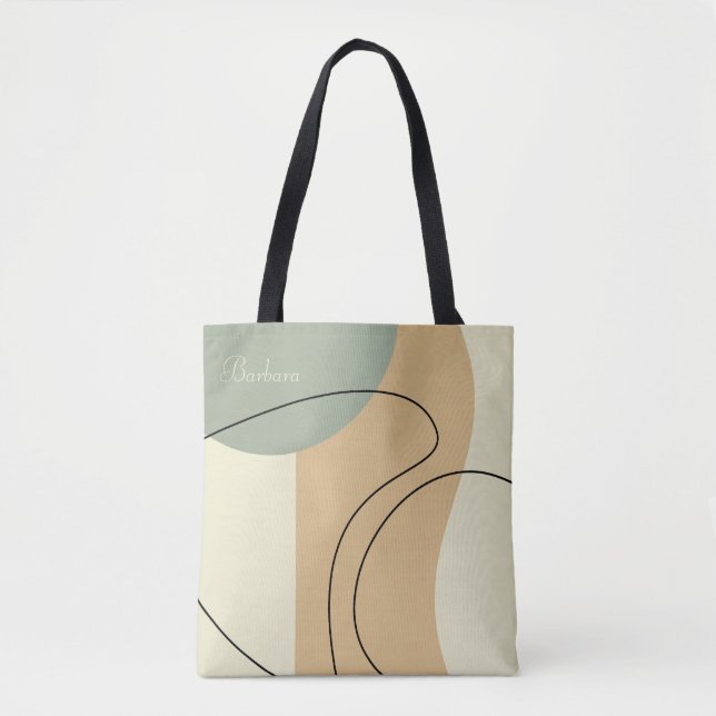 Personalized Beige Abstract Totebag Tygkasse (Framsida)