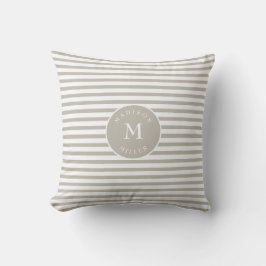 Personalized Beige Striped Neutral Kudde