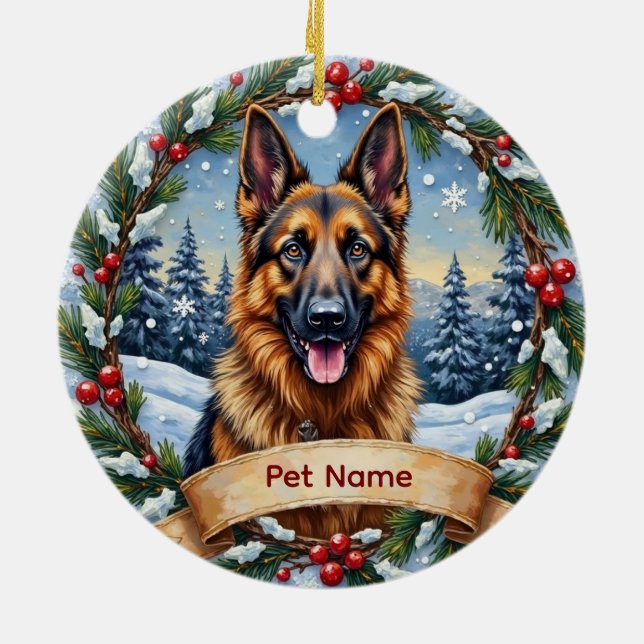 Personalized Belgian Shepherd Christmas Julgransprydnad Keramik (Baksidan)