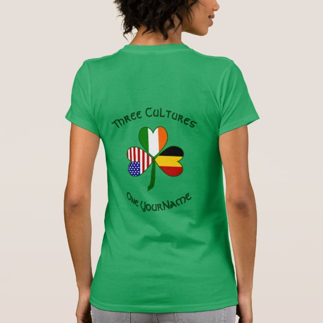 Personalized Belgium Ireland USA Shamrock Women's T Shirt (Baksida)