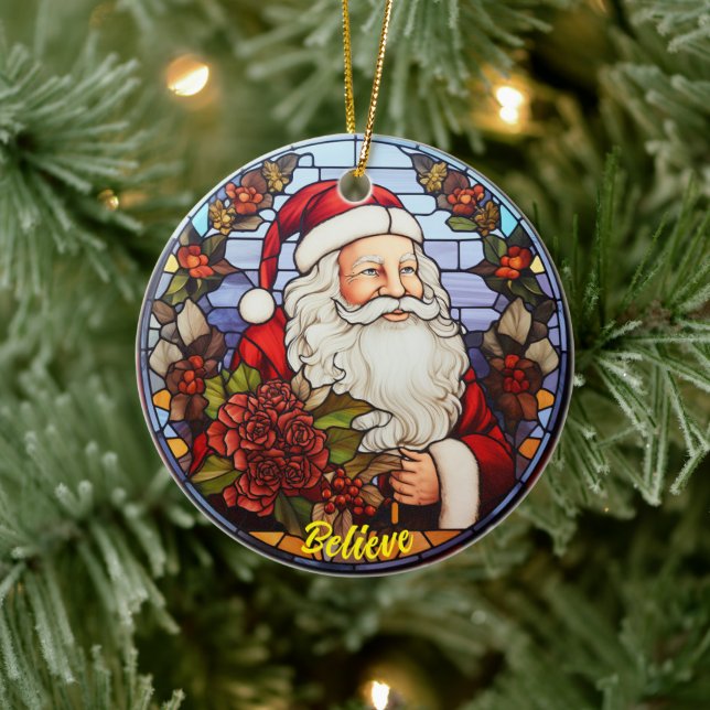 Personalized Believe Santa Church Ornament - Glass (Träd)