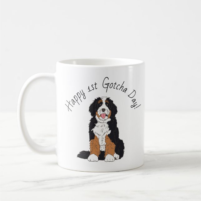 Personalized Bernedoodle 1st Gotcha Day Photo Kaffemugg (Vänster)