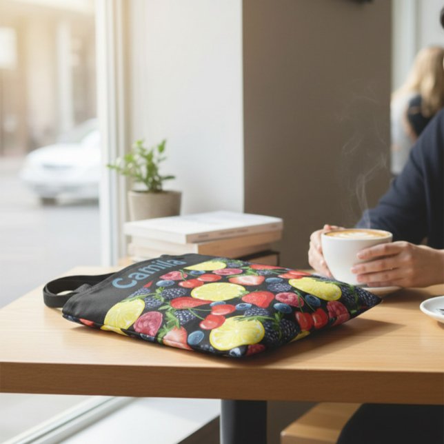 Personalized Berries & Citrus Pattern Tote Bag Tygkasse (Skapare uppladdad)