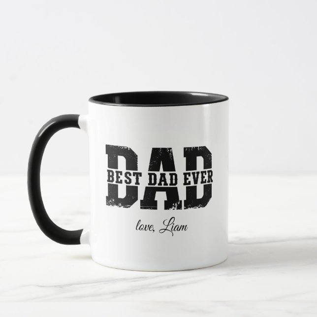 Personalized Best Dad Ever Photo Collage Black Mug Mugg (Vänster)