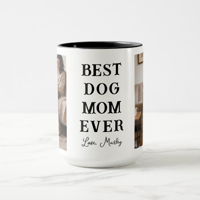 Personalized Best Dog Mom 2 Photo | Mother’s Day Mugg (Center)