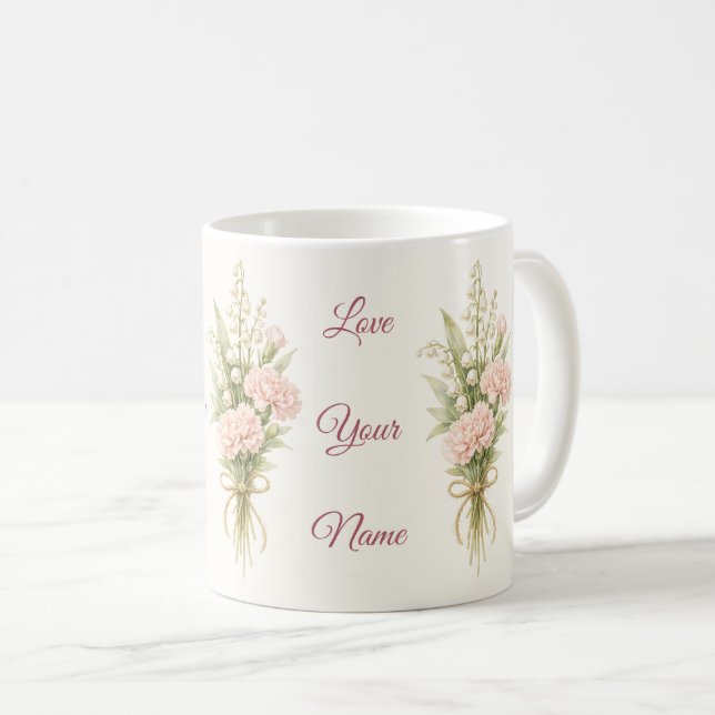 Personalized Best Mom Ever Floral Mother's Day Kaffemugg (Framsida höger)
