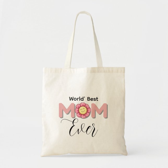 Personalized Best Mom Ever Tote Bag  Gift  Tygkasse (Framsidan)