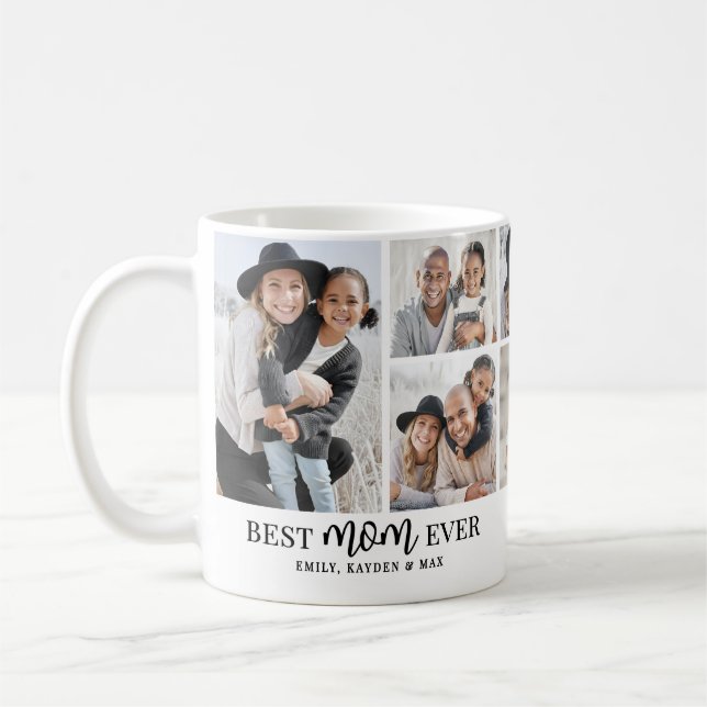 Personalized Best Mom Photo Collage Kaffemugg (Vänster)