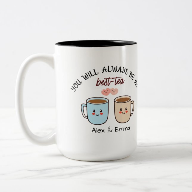 Personalized Best-Tea Couple   Två-Tonad Mugg (Vänster)
