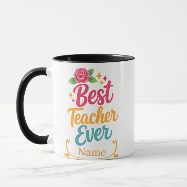 Personalized Best Teacher Ever Name Mug Mugg (Vänster)