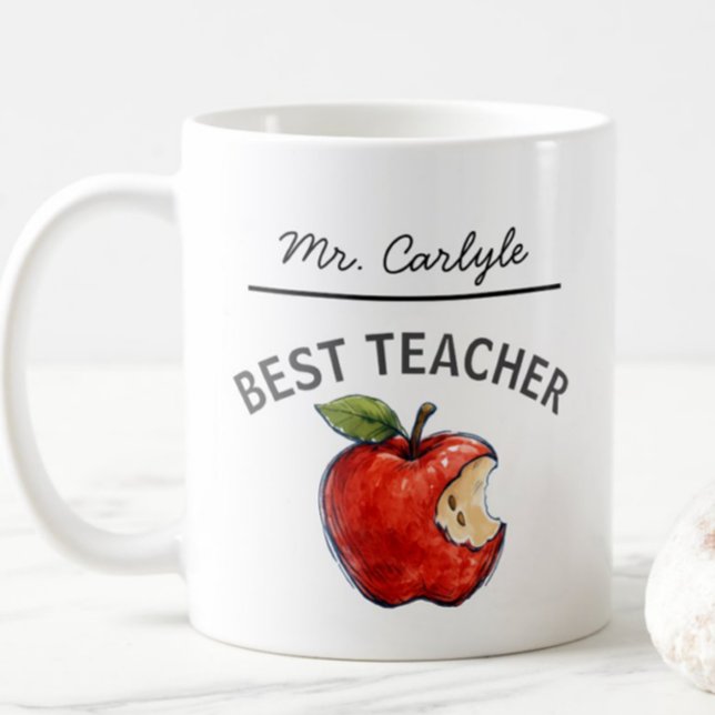 Personalized BEST TEACHER Name Apple Gift Kaffemugg (Skapare uppladdad)