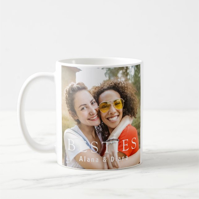 Personalized Besties Mug with Names and Photo Kaffemugg (Vänster)