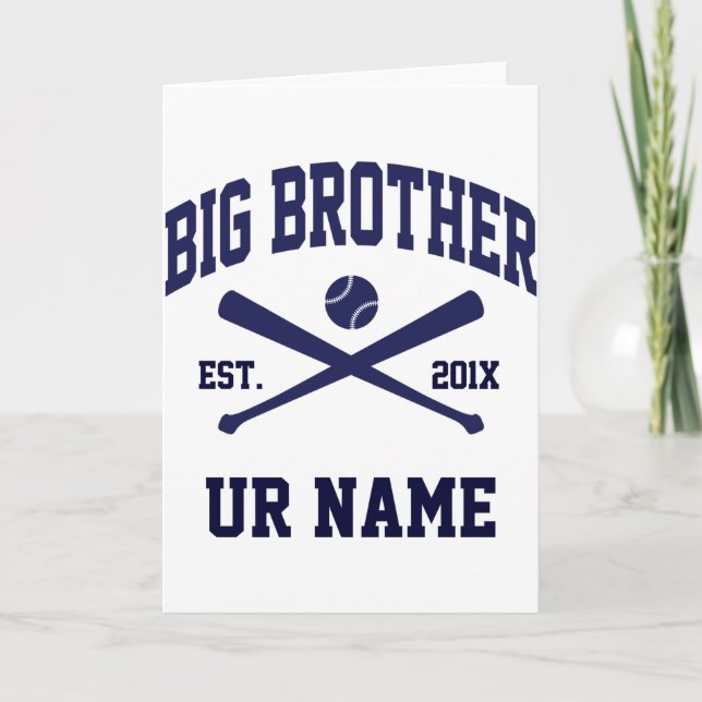 Personalized Big Brother Baseball T Shirt  Kort (Framsida)