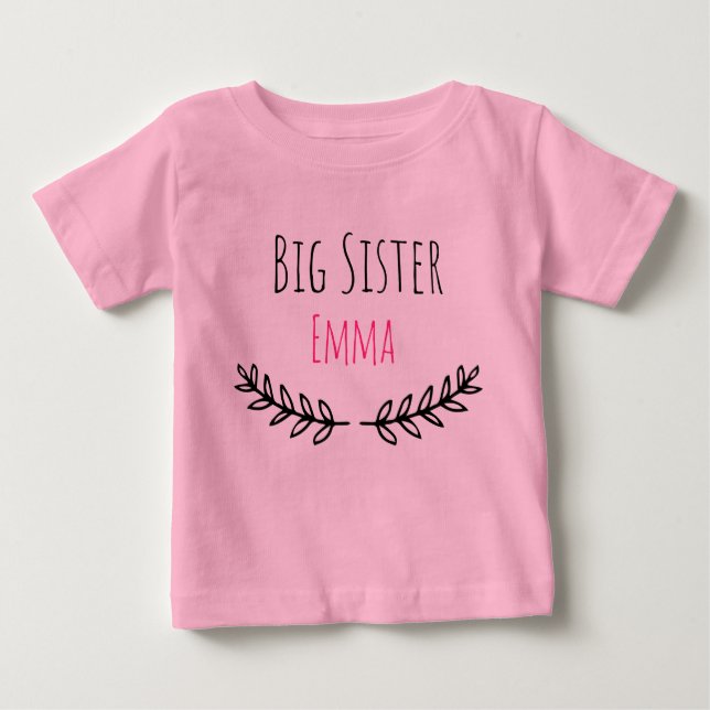 Personalized Big Sister with name T Shirt (Framsida)