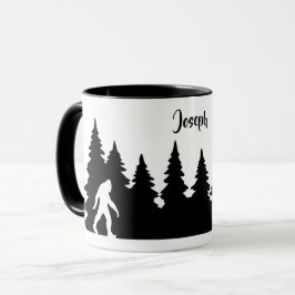 Personalized Bigfoot Sasquatch Silhouette Forest Mugg