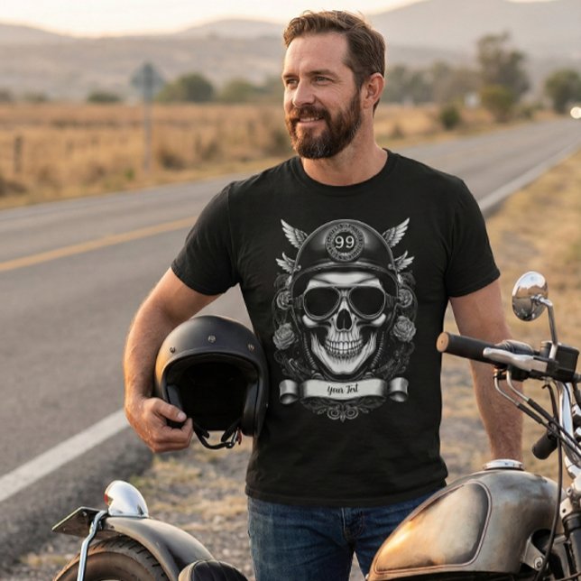 Personalized Biker Skull Motorcycle 2-Sided Tee (Skapare uppladdad)