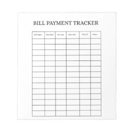 Personalized Bill Payment Tracker Notepad Anteckningsblock