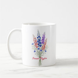 Personalized Birth Flower Larkspur Custom Kaffemugg